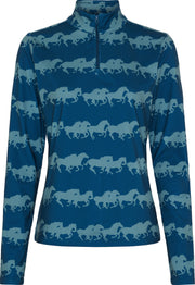 Equipage Montana Langærmet Trøje, Half Zip - Majolica Blue