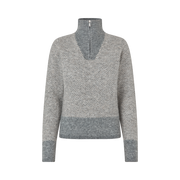 KLAudrey Striktrøje med Halv Lynlås - Light Grey Melange