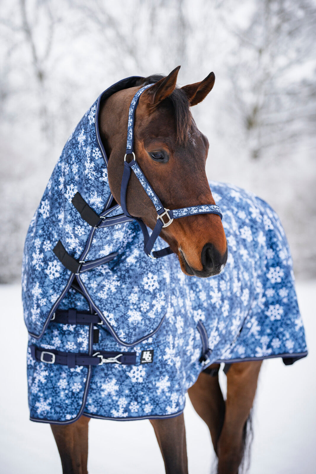 Horse Guard Snowflake Vinterdækken med Aftagelig Hals - Navy