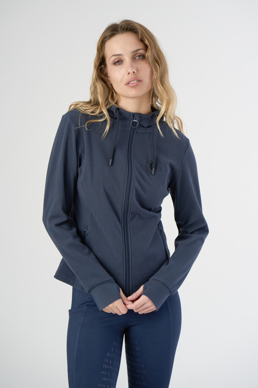 Equipage Abigail Hoodie med Lynlås - Navy