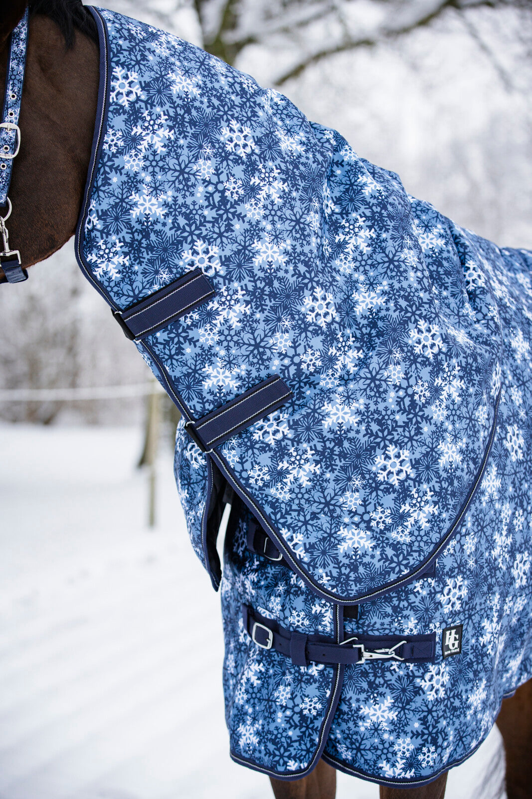 Horse Guard Snowflake Vinterdækken med Aftagelig Hals - Navy