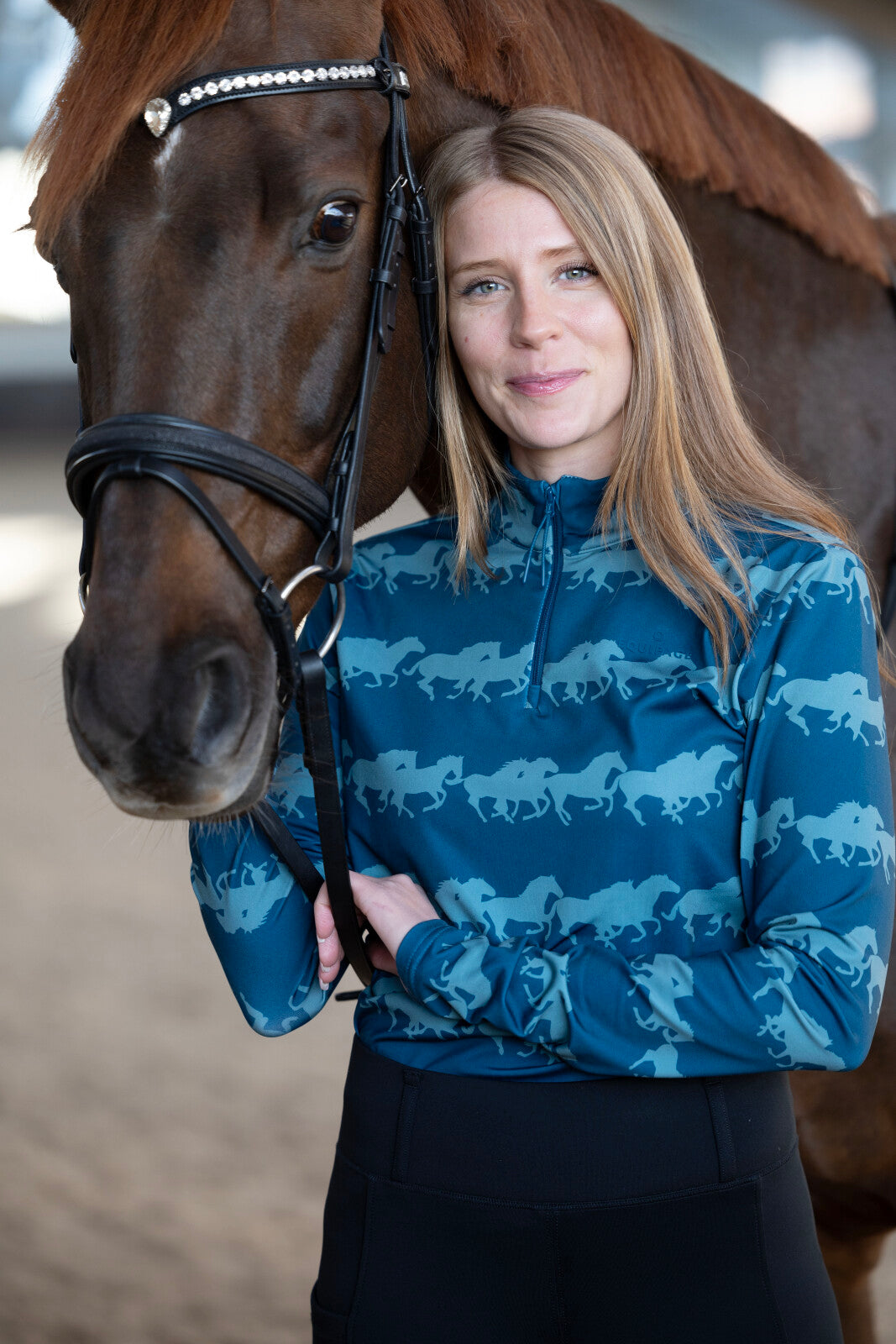 Equipage Montana Langærmet Trøje, Half Zip - Majolica Blue