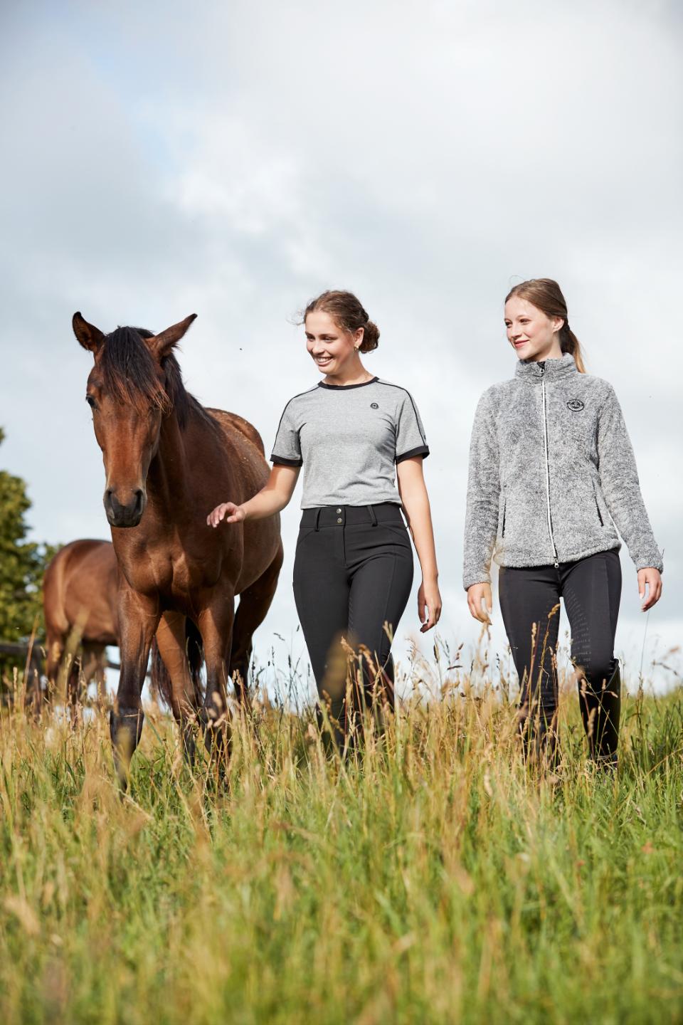 EQUIPAGE MILES Teddy fleecetrøje med lynlås. Grå melange