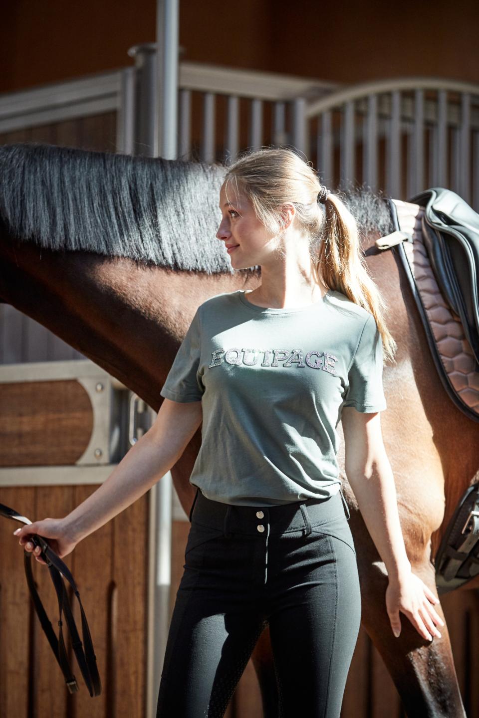 EQUIPAGE MELINA Kortærmet T-shirt. Forest