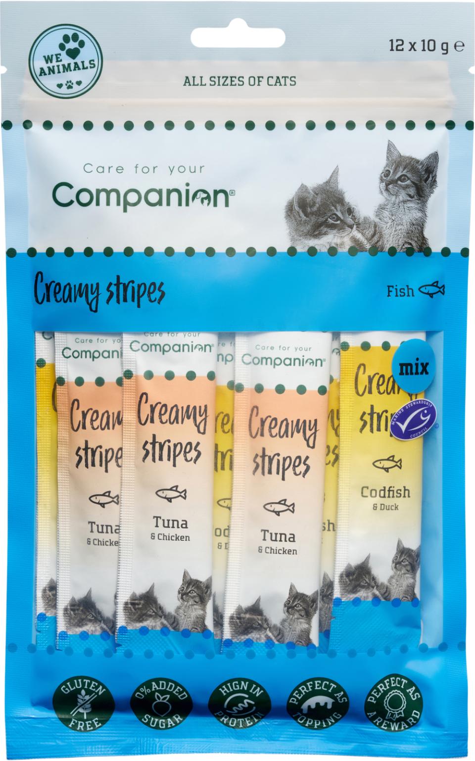 COMPANION KAT Flydende Snack Mix. Med fisk. 12 x 10g