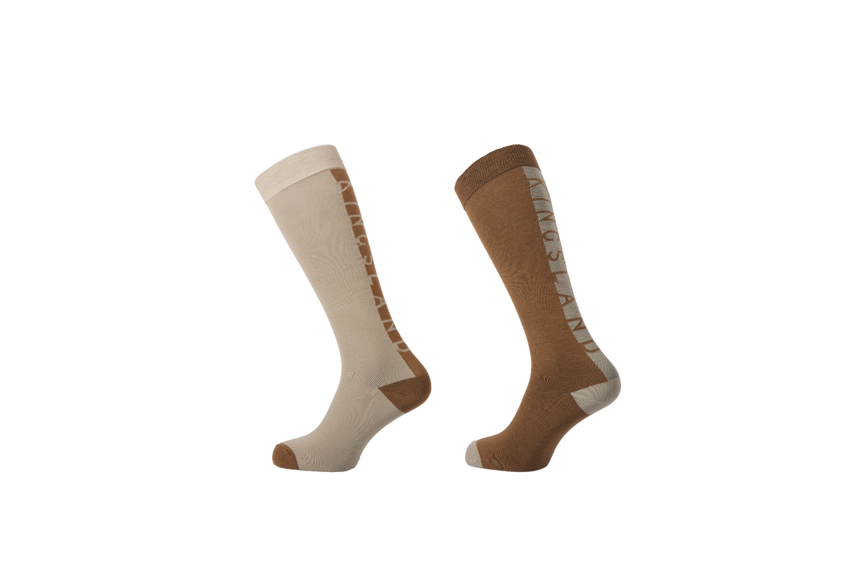 KINGSLAND MELINDA Coolmax ridestrømper. 2-pak. Beige Cobblestone