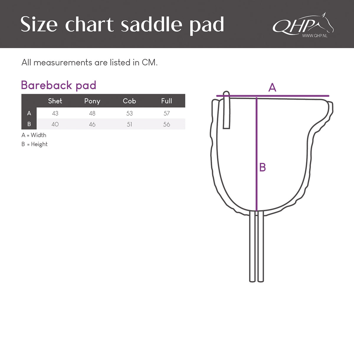 QHP SUPERSOFT Bareback pad. Sort/natur