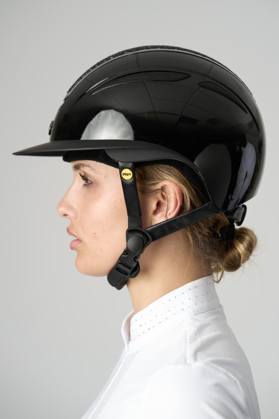 EQUIPAGE MIPS GUARDIAN Ridehjelm. Glossy Heavy Glitter Black
