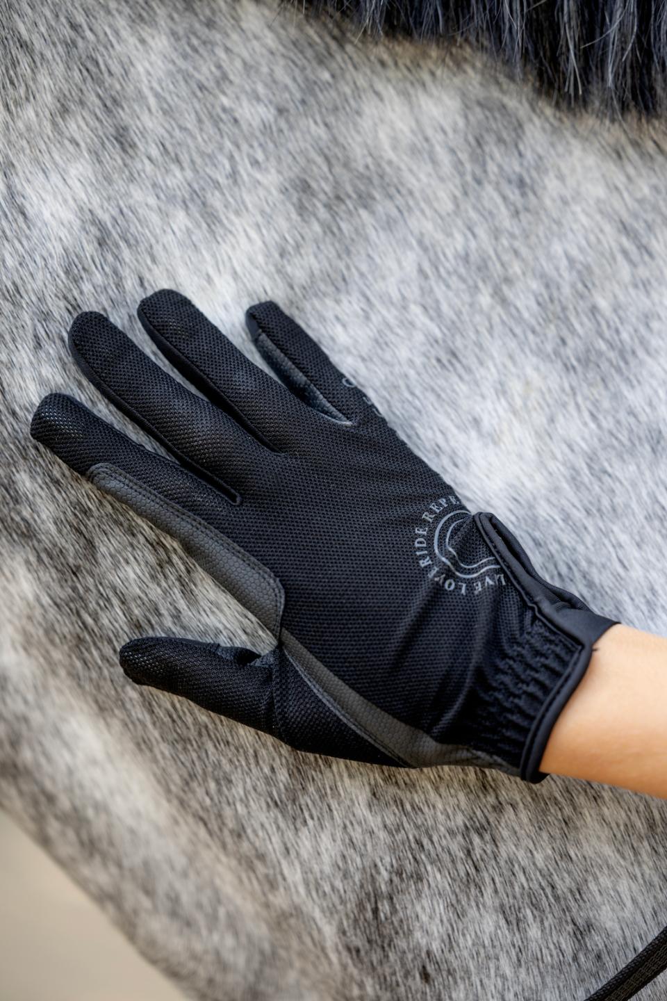EQUIPAGE TERINA Sommerridehandsker med mesh. Sort