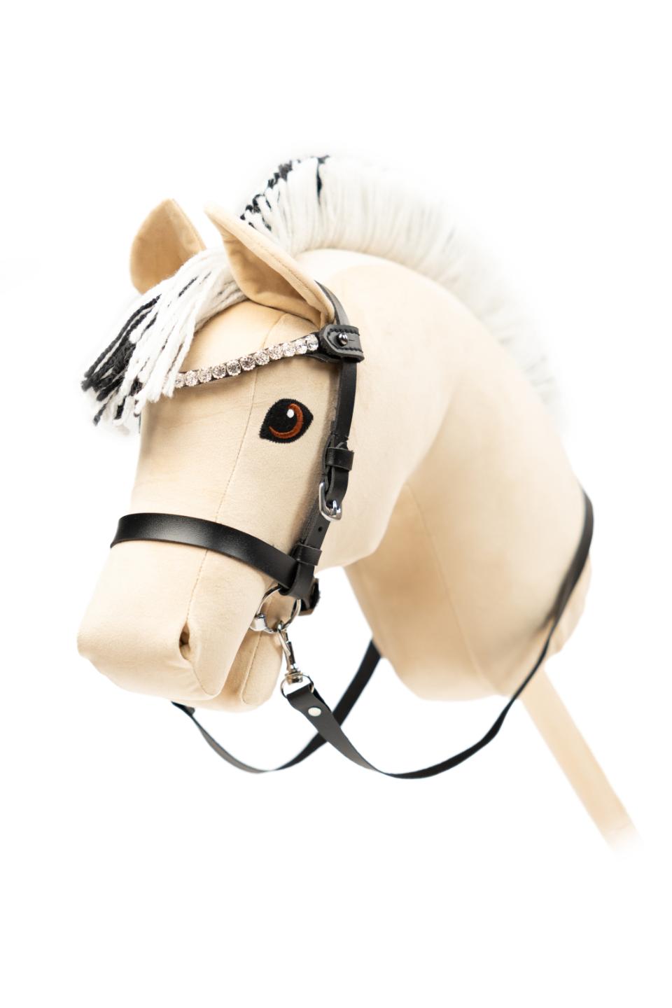 MY HOBBY HORSE Trense med bid, til kæphest. Sort med sølvsten