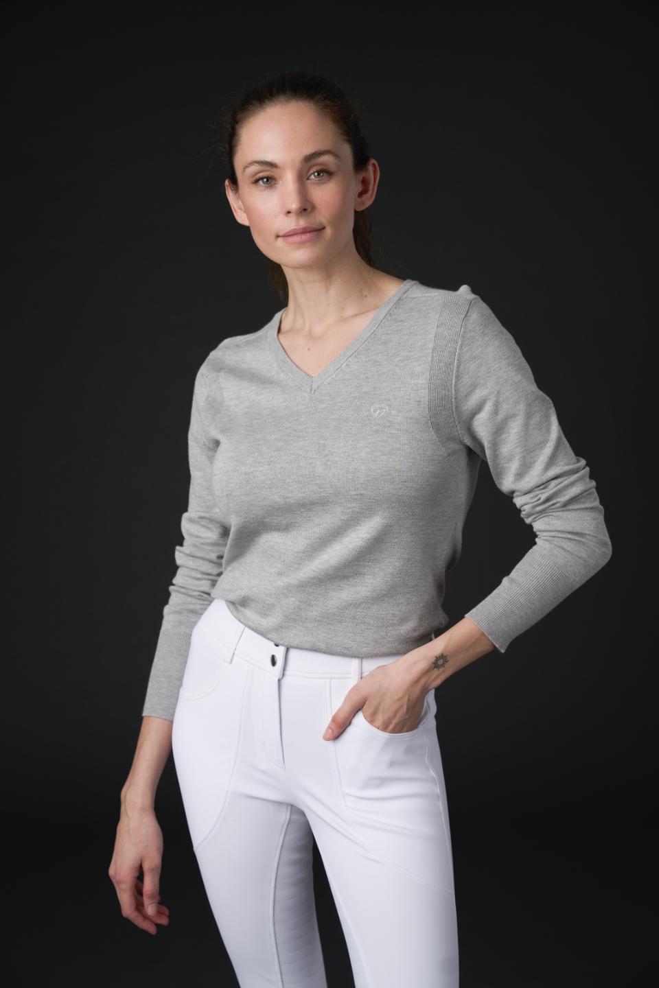CATAGO TEAGAN Strik pullover. Lysegrå Melange