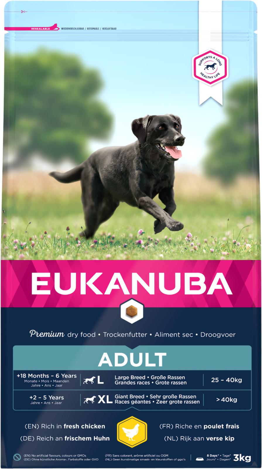 EUKANUBA Adult. Stor race. Kylling. 3kg
