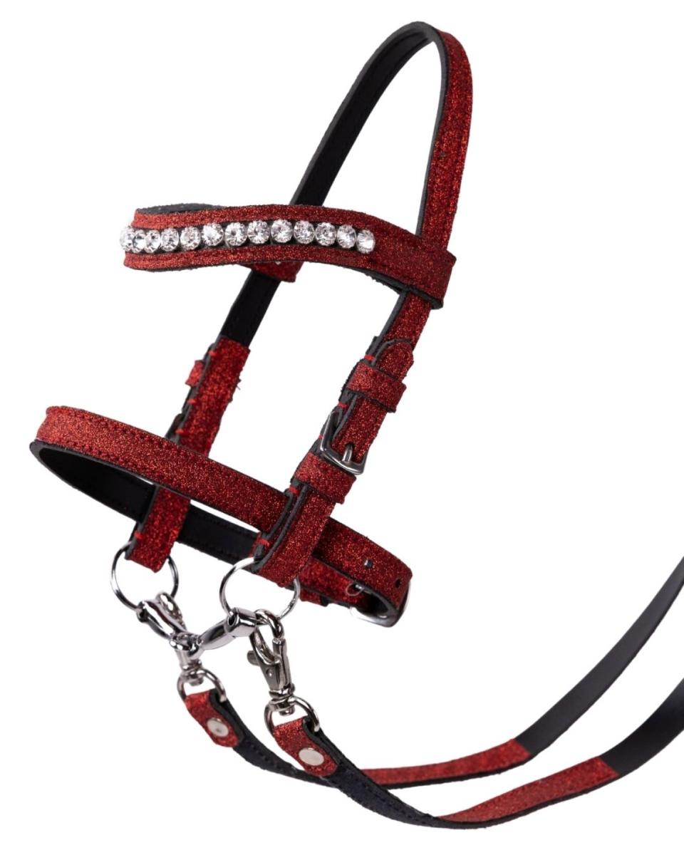 MY HOBBY HORSE Trense med bid, til kæphest. Rød Glitter