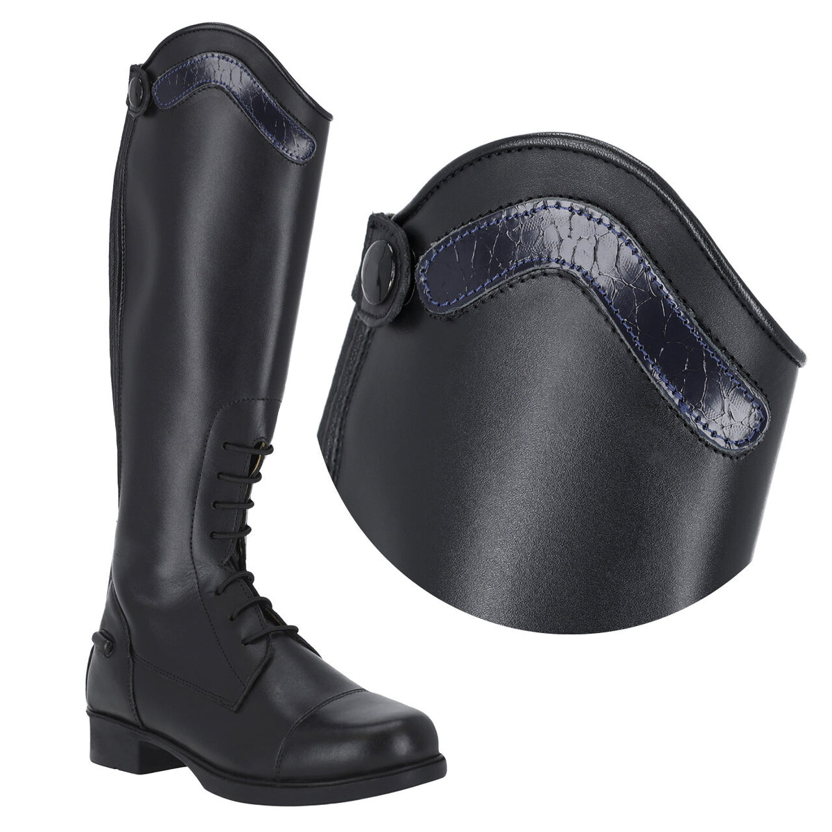 QHP Top til Jaimy Ridestøvler, Croco Navy