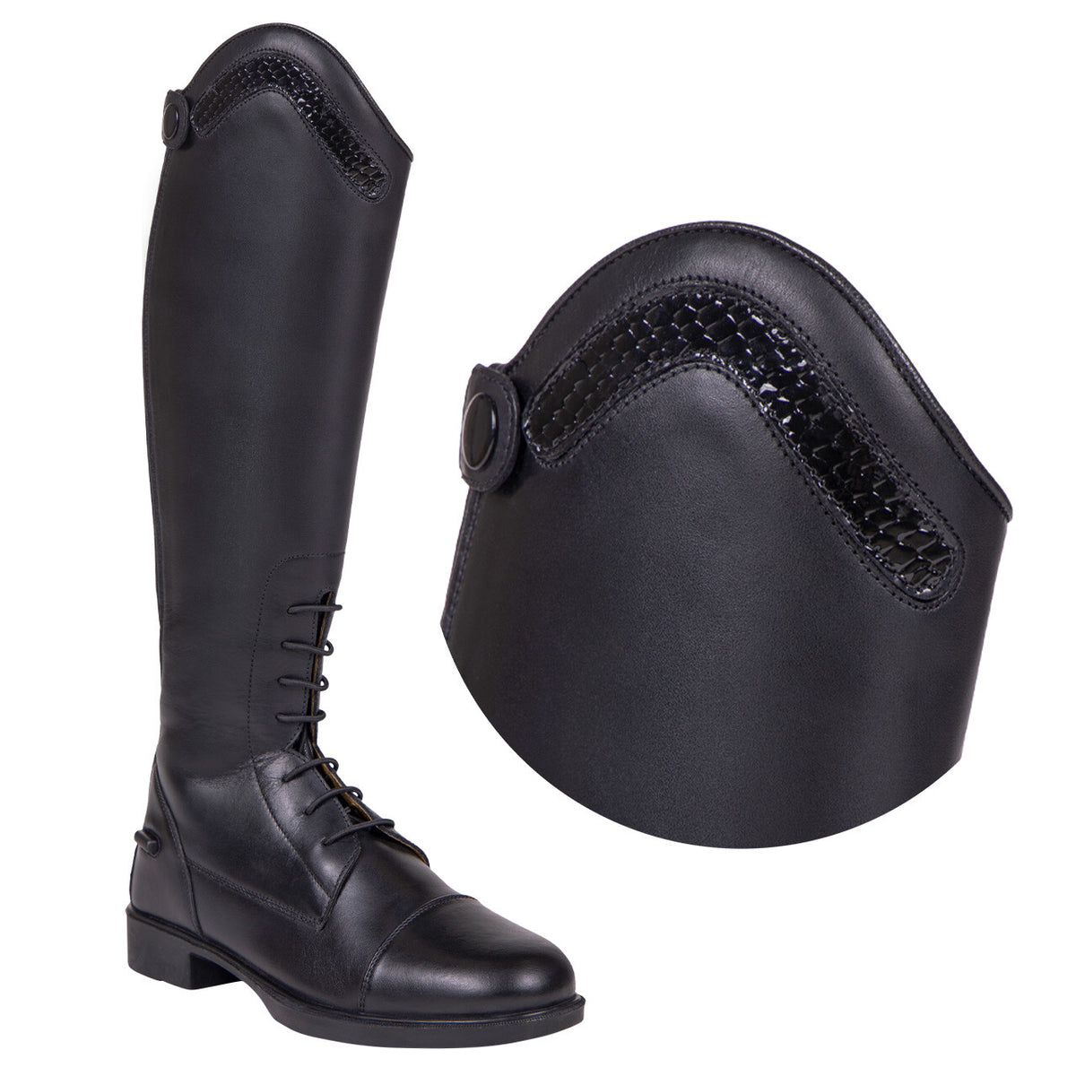 QHP Top til Jaimy Ridestøvler, Croco Black
