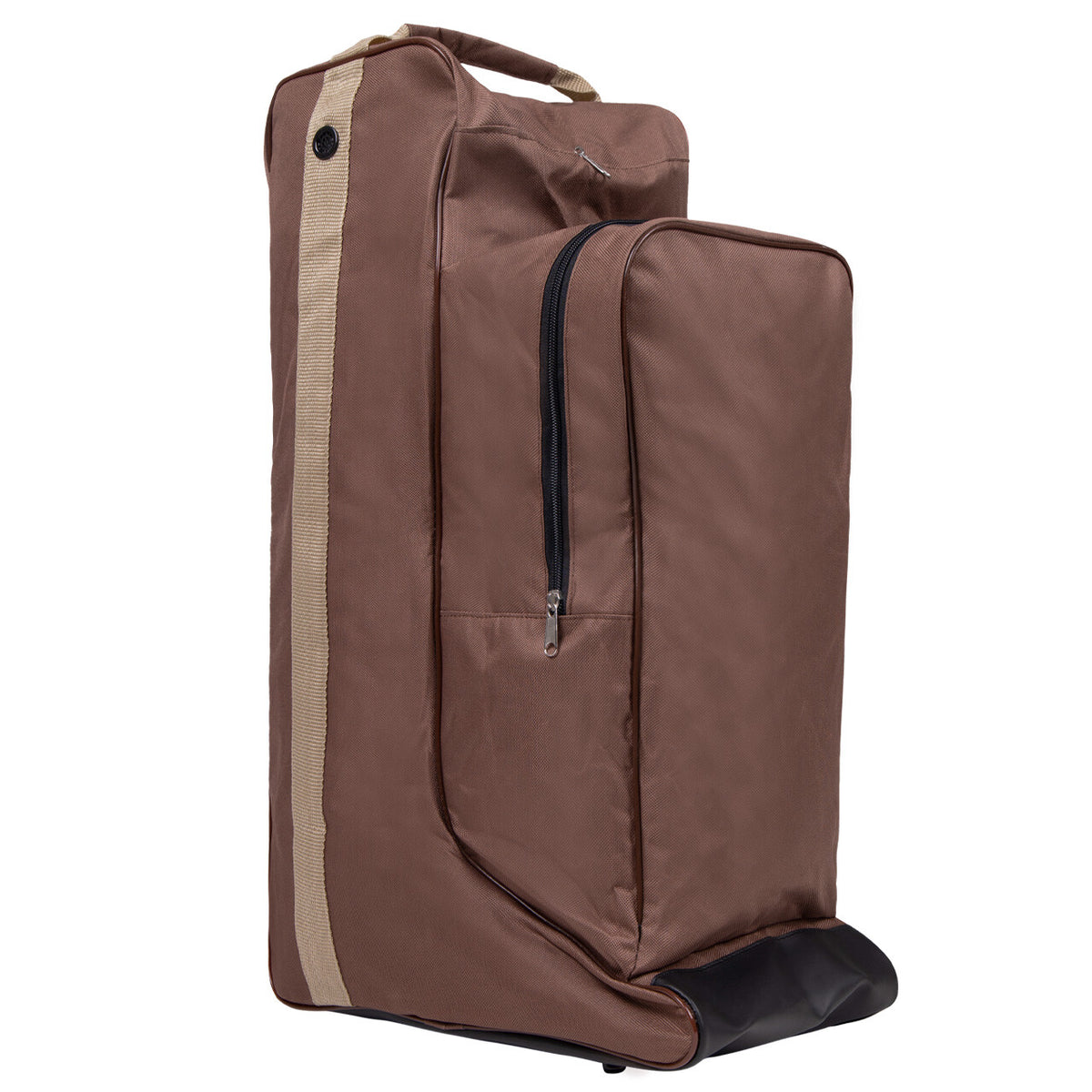 QHP Q-ESSENTIALS Kombi hjelm- og støvletaske. Brun/beige