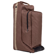 QHP Q-ESSENTIALS Kombi hjelm- og støvletaske. Brun/beige