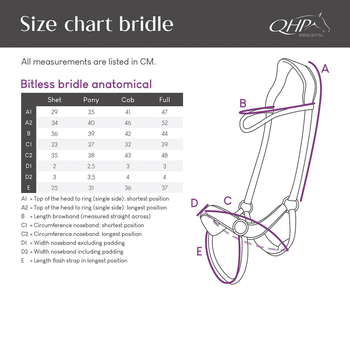 QHP Anatomisk bidløs trense. Med tøjler
