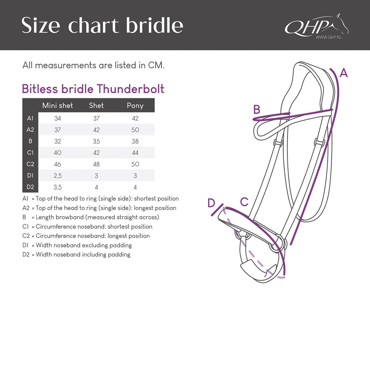 QHP THUNDERBOLT Bidløs trense med tøjler