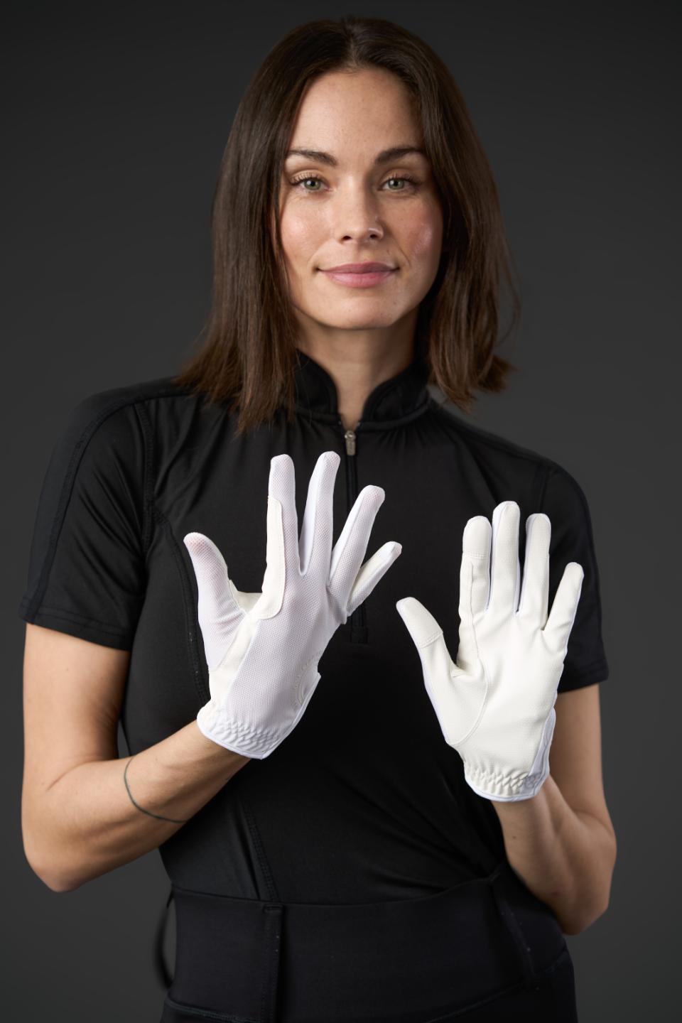 EQUIPAGE TERINA Sommerridehandsker med mesh. Hvid