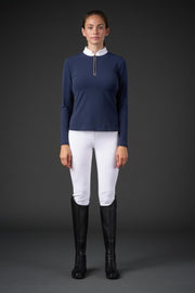 CATAGO VINICA Langærmet ridebluse med ½ lynlås. Navy