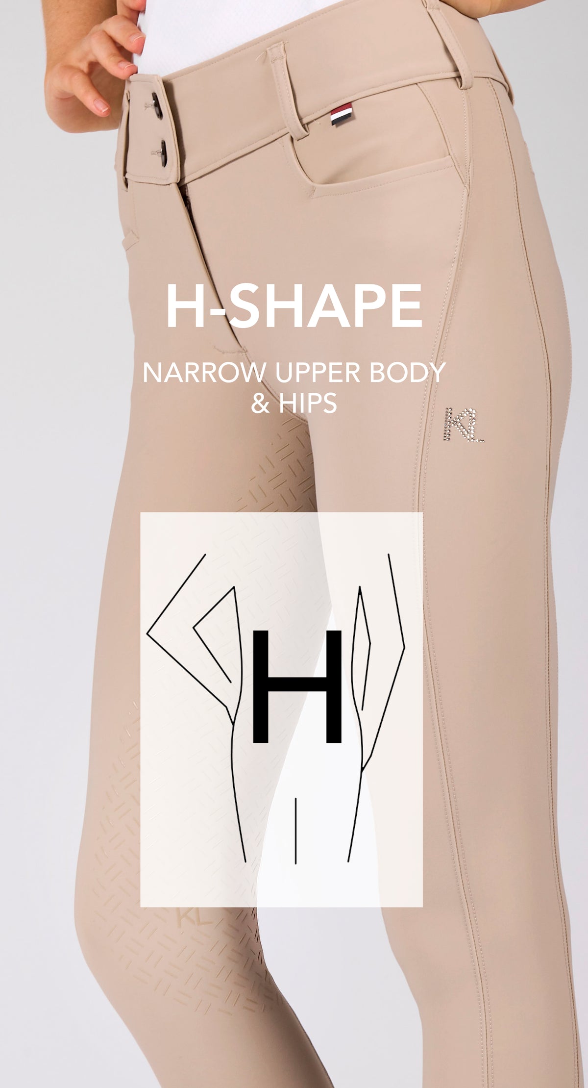 KINGSLAND KIRA H-Shape ridebukser. Fuld grip. Hvid