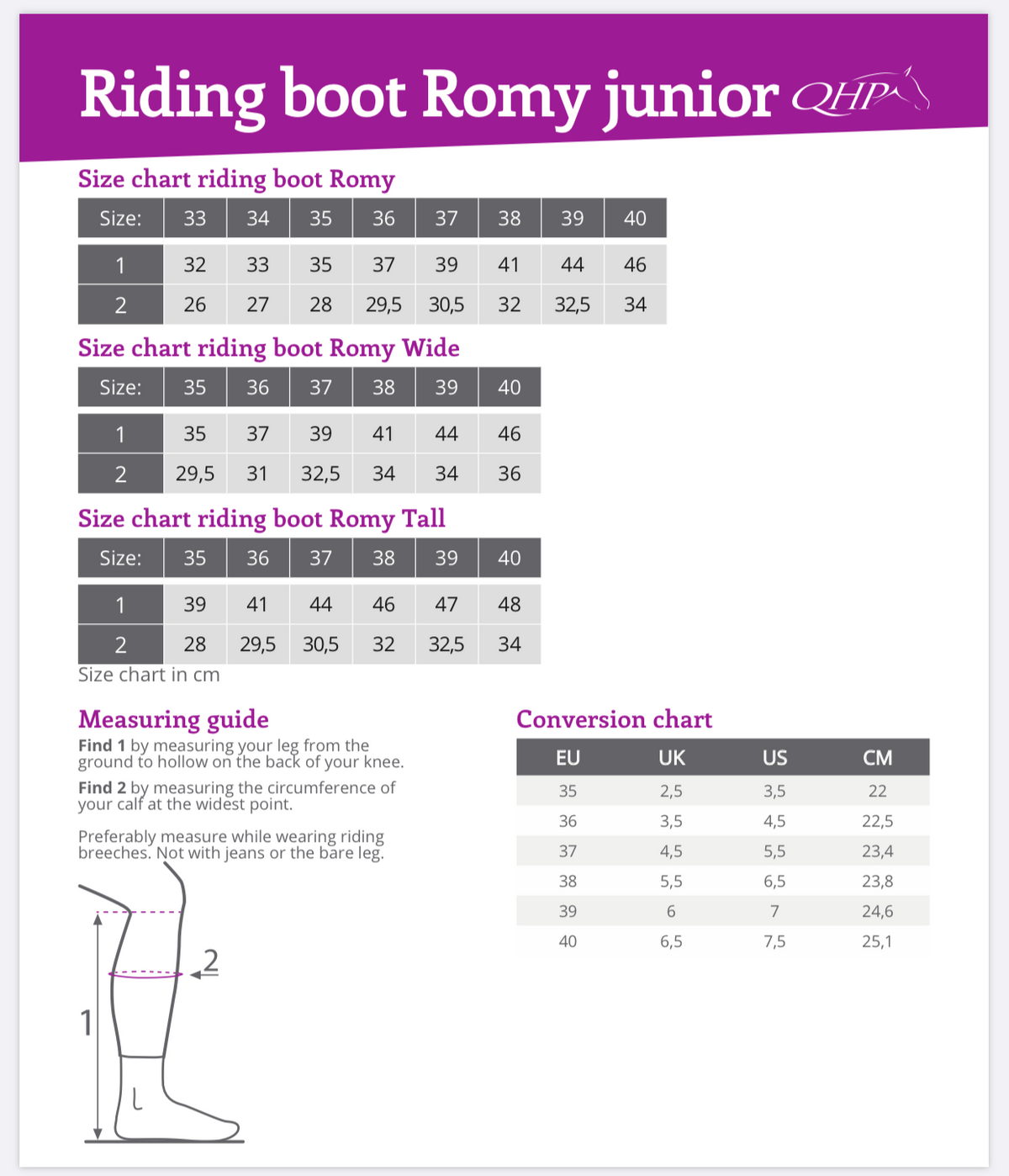 QHP ROMY Junior. Læderridestøvle