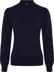 CATAGO VICTORIA Strikket ridebluse med halv lynlås. Navy