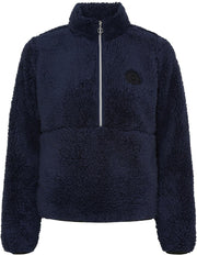 EQUIPAGE VERONIKA Teddy fleecetrøje med halv lynlås. Navy