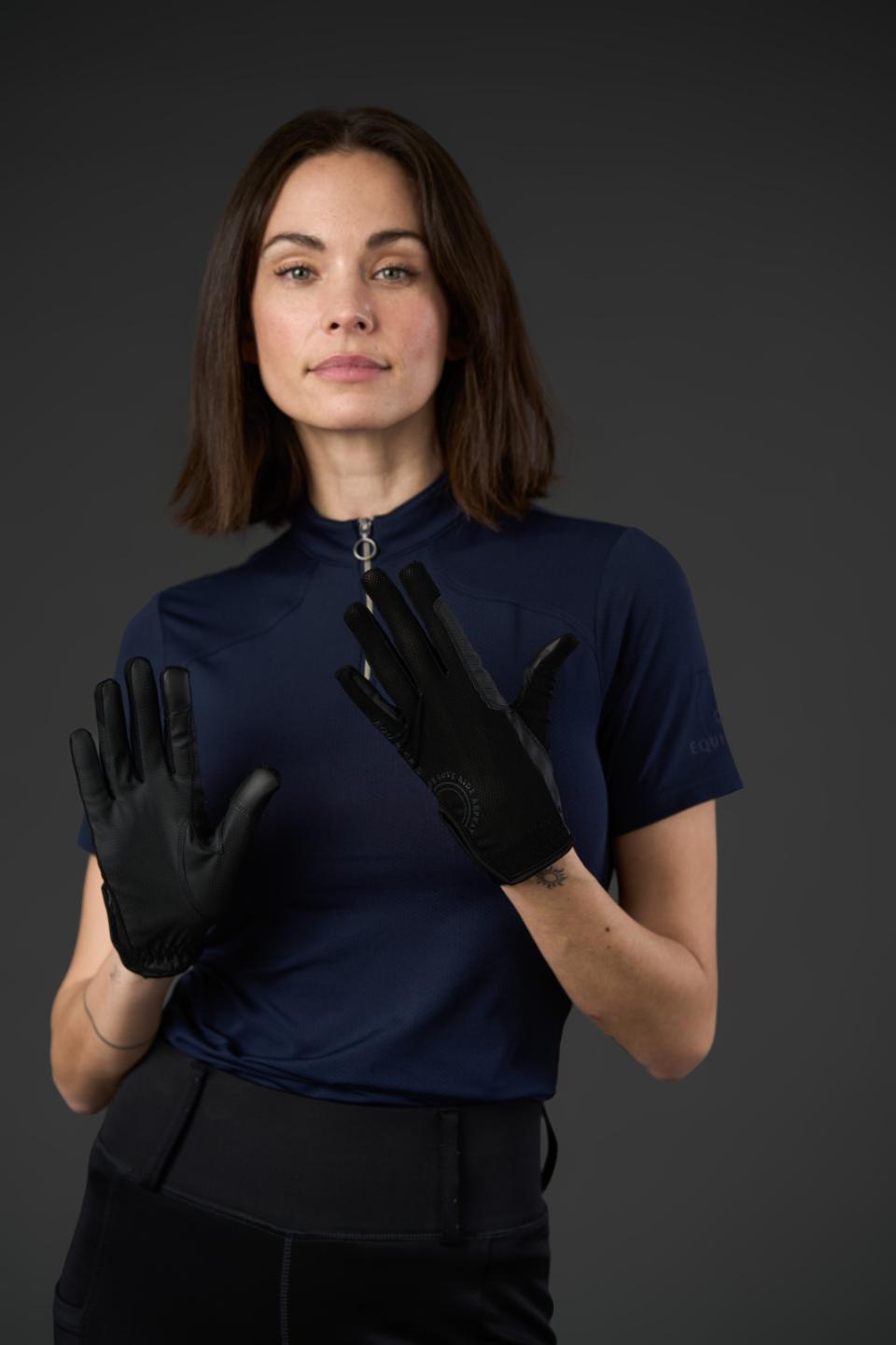 EQUIPAGE TERINA Sommerridehandsker med mesh. Sort