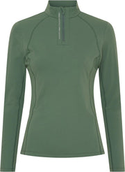 CATAGO BREE Langærmet ridetrøje med half-zip. Duck Green