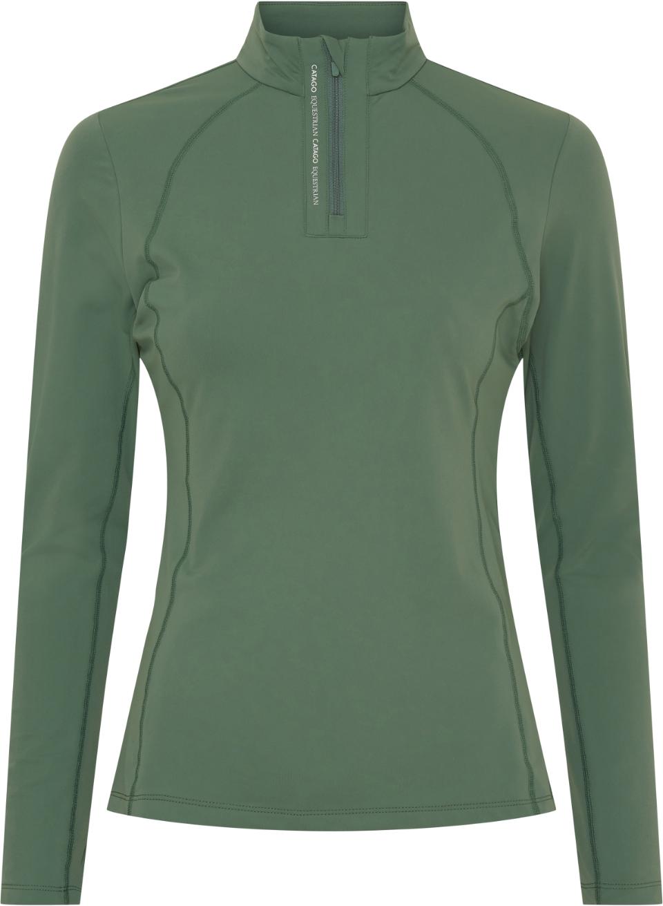 CATAGO BREE Langærmet ridetrøje med half-zip. Duck Green