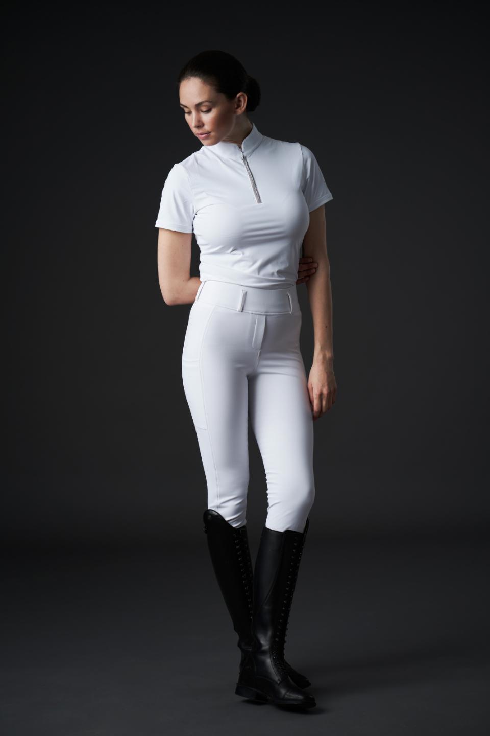CATAGO RIVER Ridetights med bæltestropper. Fullgrip. Hvid