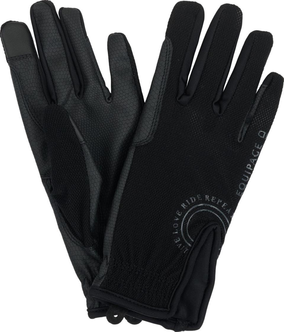 EQUIPAGE TERINA Sommerridehandsker med mesh. Sort