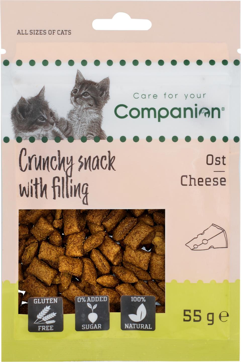 COMPANION CAT Crunchy snack med ostefyld. 55g