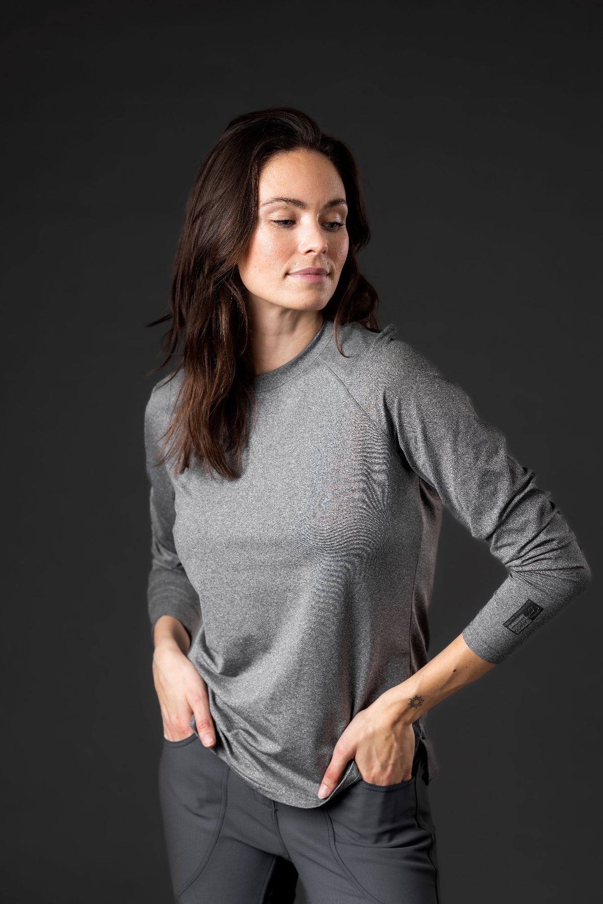 CATAGO AUDREY Langærmet bluse. Grey Melange