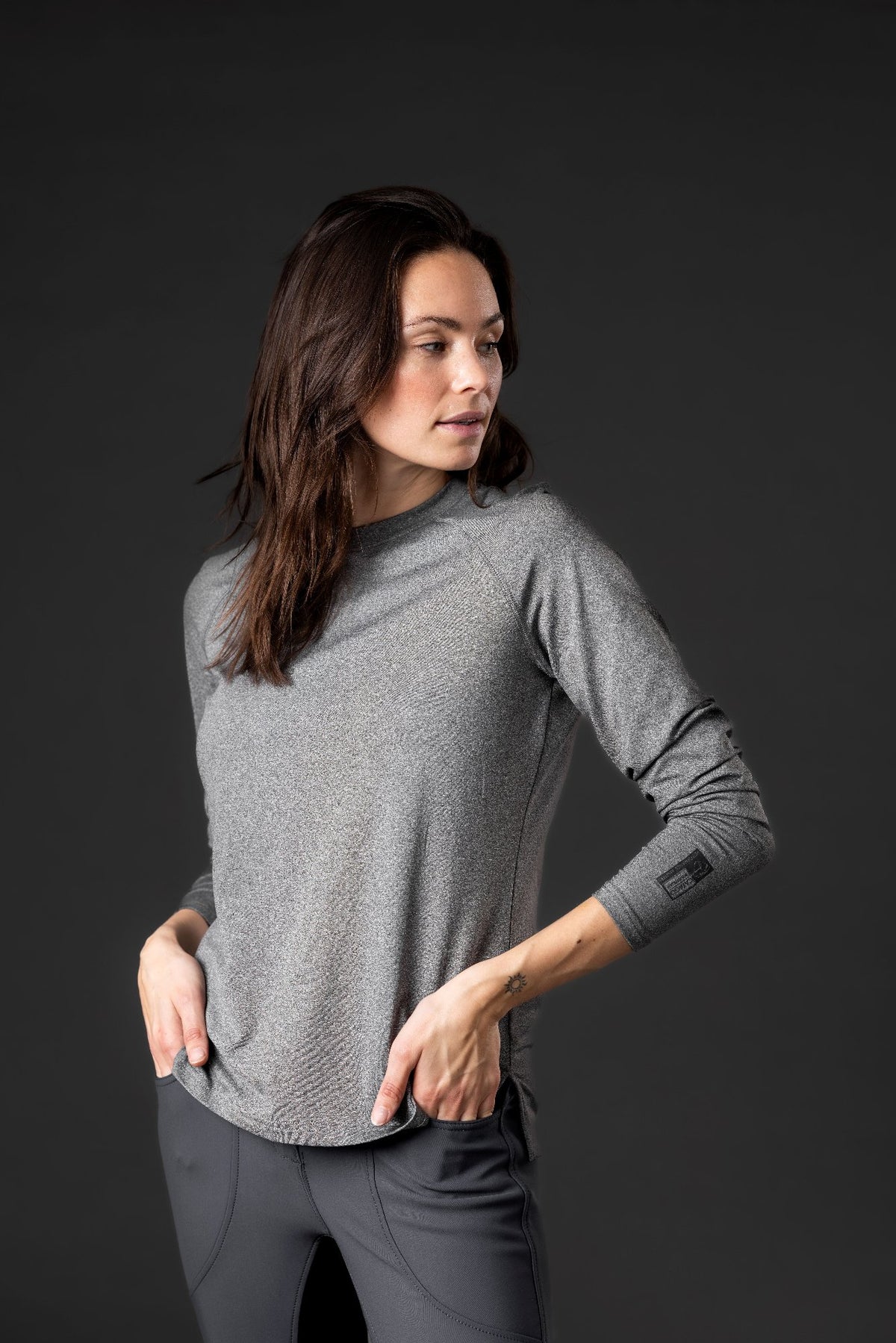 CATAGO AUDREY Langærmet bluse. Grey Melange