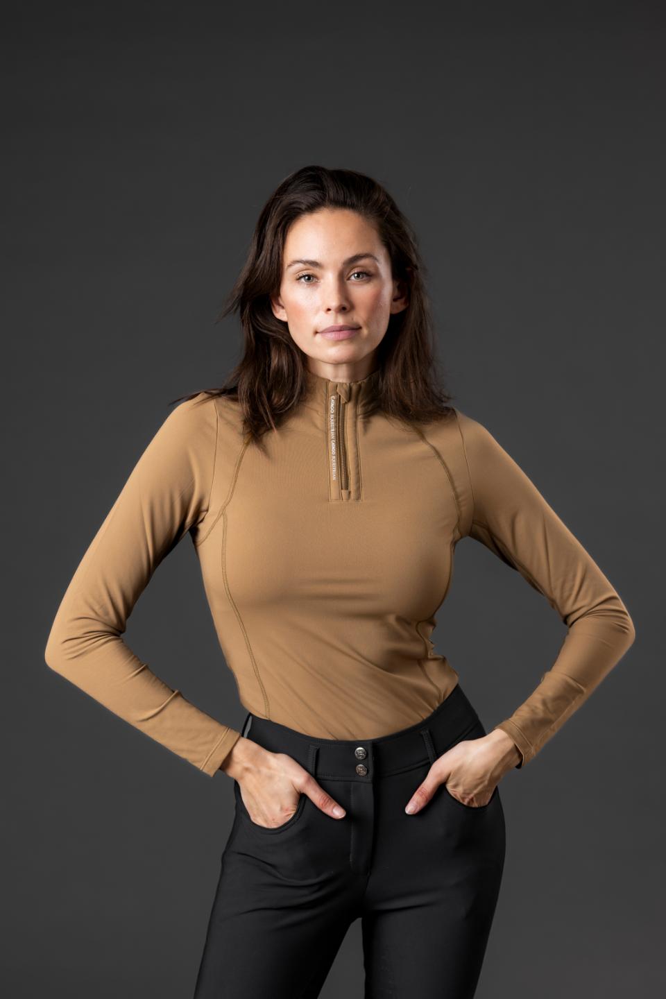 CATAGO BREE Langærmet ridetrøje med half-zip. Kangaroo
